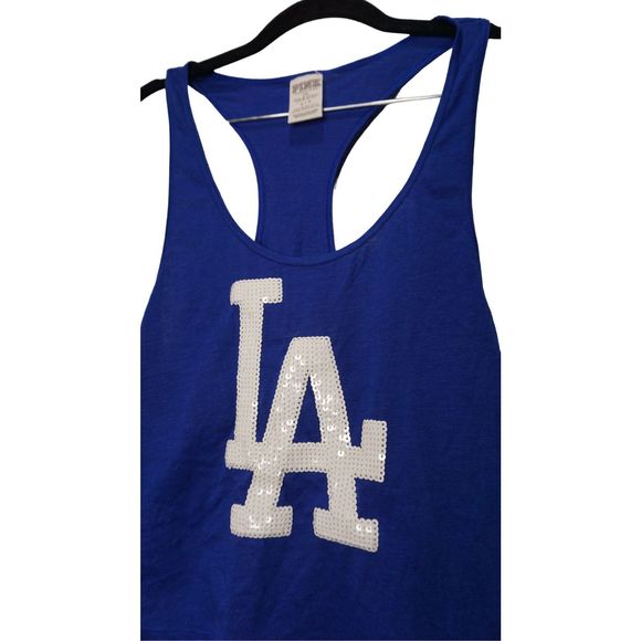 Victoria Secrets LA Dodgers Small Sequin tank Baseball Summer Pink - Picture 3 of 4